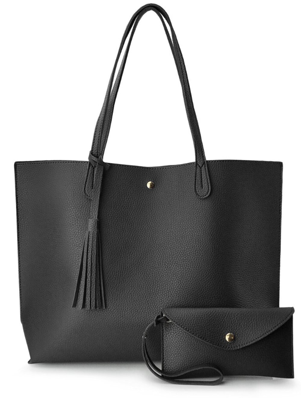 🆕 Minimalist Clean Cut Pebbled Faux Leather Tote Womens Shoulder Handbag - Picture 3 of 3